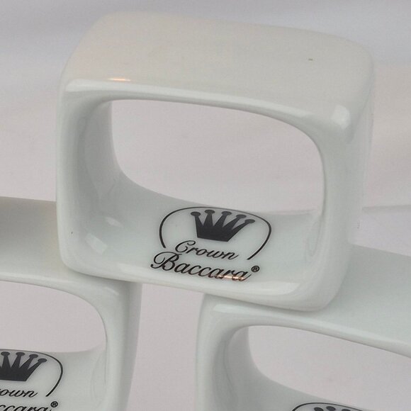Crown Baccara Napkin Rings Modern Rectangle Porcelain Glossy Finish Set of 7 - Picture 3 of 13